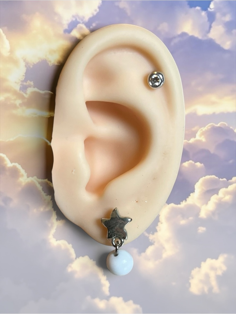 🍭5 for $20🍭 Vintage Star White Acrylic Ball Drop Stud Earrings CC X